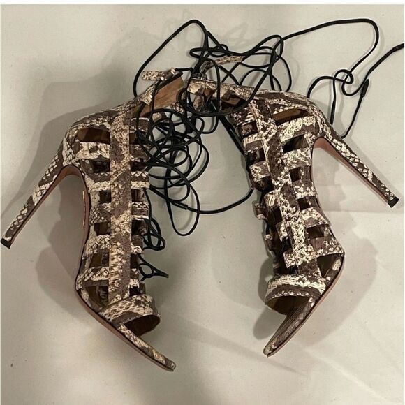 AQUAZZURA FIRENZE Gladiator - Snakeskin print stiletto heels - Picture 8 of 15
